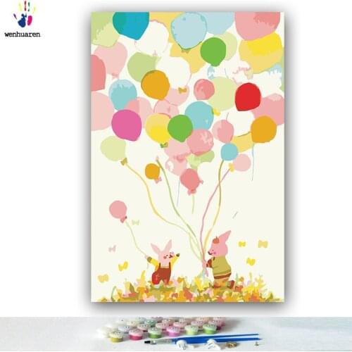 DIY colorings pictures by numbers with colors Colorful balloon piglets picture drawing painting by numbers framed Home