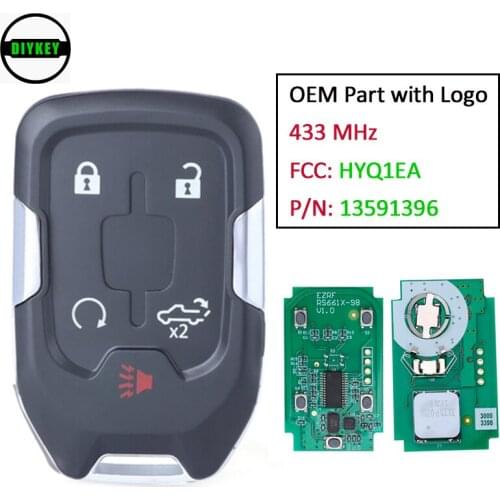 DIYKEY PN: 13591396 Smart Key Proximity Remote FOB 433MHz ID46 5 Button for GMC Sierra 1500 2500 3500 2019 2020 FCCID: HYQ1EA