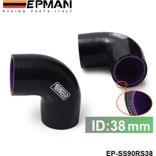 EPMAN - EPMAN Black & Purple 1.5" 38mm 90 Degree Elbow Silicone Hose Pipe Turbo Intake For PASSAT For AUDI A4 B6 EP-SS90RS38