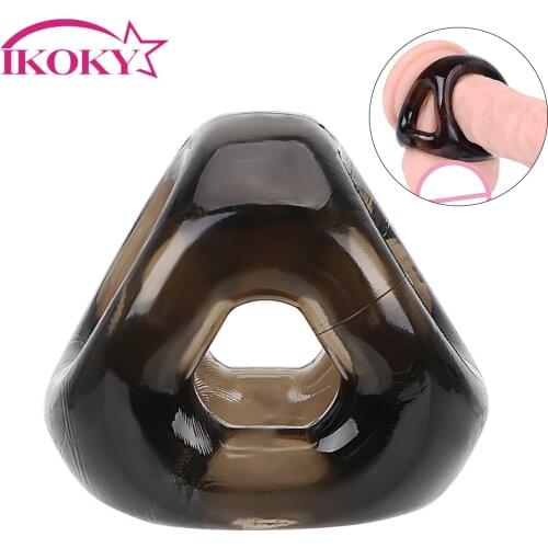 IKOKY Elastic Cock Ring Silicone Penis Ring Delay Ejaculation Sex Toys for Men Male Scrotal Binding