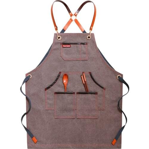 Apron Denim Canvas Men and Women Barista Milk Tea Shop Hairdressing Manicure Barber Overalls