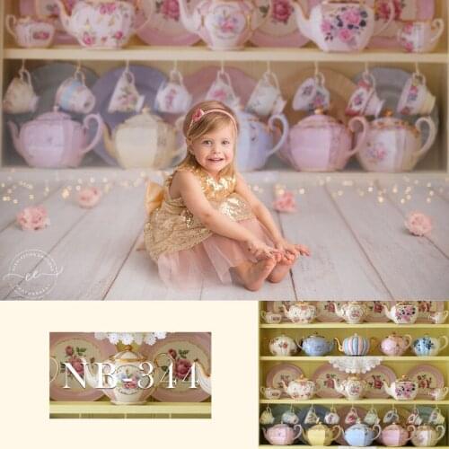 Newborn Baby Shower Photography Backdrop Birthday Background Photographic Studio Photo Backdrop Photographer Different Cups Prop
