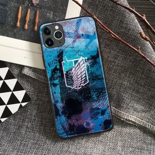 The Wings of Freedom Attack on Titan Anime Soft Tpu Glass Phone Case for IPhone SE 6 7 8 Plus X Xr Xs 11 12 Mini Pro Max Samsung