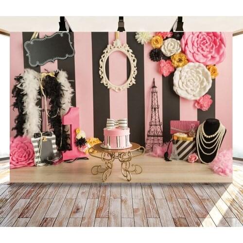 Baby One Year Old Cute Flower Pink Backdrops Artistic Photos Background Decorations for Kids Birthday Party Photography Props