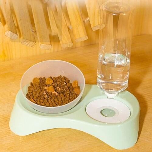Cat Food Bowl Automatic Water Bottle for Pet Bowl Non-slip Cat Feeder Water Dispenser with Raised Stand Dish Pets Accessories
