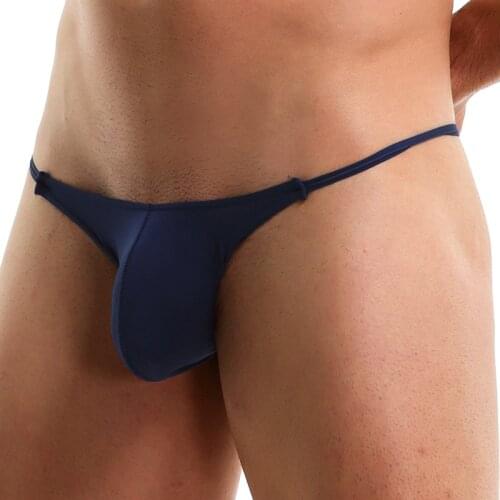 Mens Pouch G-string Thongs Cool Ice Silk Male Low Rise Man Thongs Tanga Semi-transparent T-back Panties