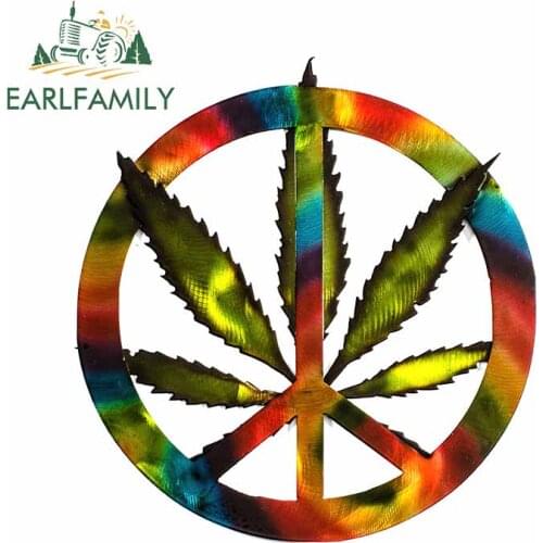 EARLFAMILY 13cm x 12.4cm for Hemp Leaves Bumper Car Sticker VAN Windshield Decal Laptop Motorcycle Waterproof Bumper Decoration