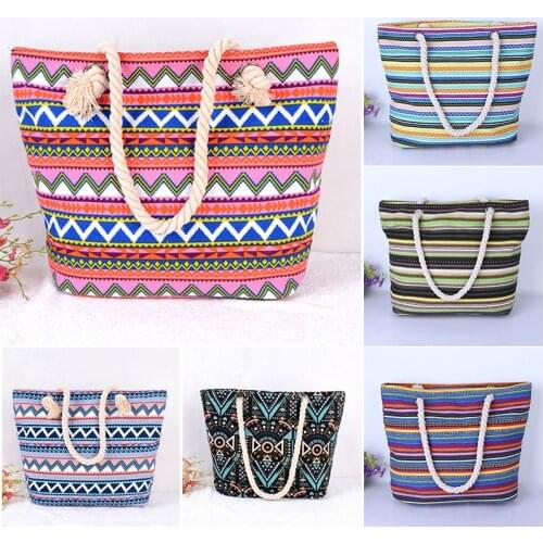 2020 New Fashion Bohemian Handbag Womens Large Capacity Handbag Single Shoulder Bag Beach Bag Leisure Bag Cotton Rope Handbag