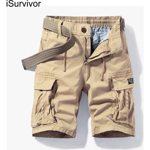 2021 Summer New Style Solid Color Sports Casual Shorts Slim Cotton Overalls Youth Fashion Trend Multi-pocket Pants