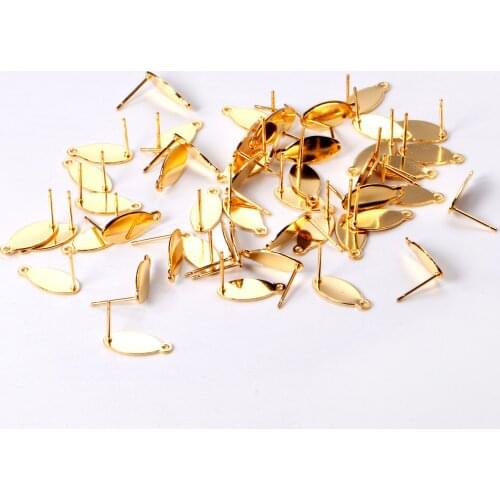 ASON 100 Pcs/Lots Oval Earring Accessories Stainless Steel Anti-allergy Base Setting Connector For DIY Jewelry Making Supplies