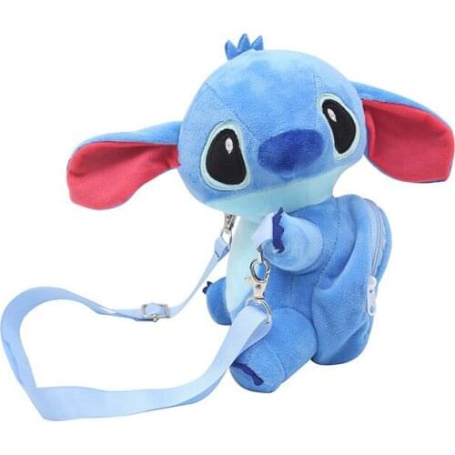Disney Anime Character Plush Toy Stitch Doll Shoulder Bag Hand Bag Messenger Bag Kids Toy Girls Gift