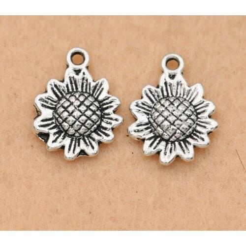 10PCS Sunflower Charms Tibetan Silver Plated Pendants Fashion Jewelry DIY Jewelry Making DIY Accessories 16x12mm