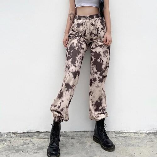 Tie Dye Print Sweatpants Women Cargo Pants Women High Waist Joggers Y2k Pants Baggy Long Trousers Hip Hop Streetwear Street Pant