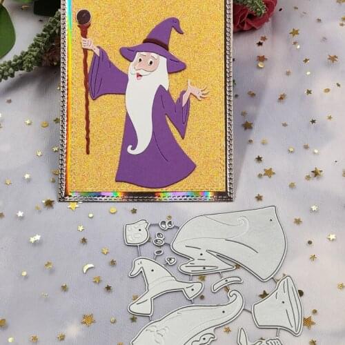 M17D Wand Wizard Clear Stamps Embossing Mould, DIY Printing Carbon Steel Mould for Card Making and Scrapbooking