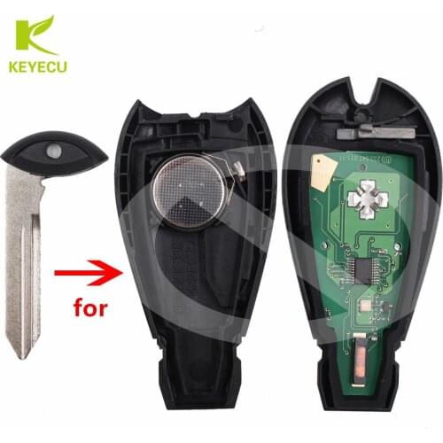 KEYECU New Uncut Key Insert Blade Blank Valet Emergency Keyless Remote Prox Fobik for Chrysler Dodge Jeep Fobik Remote Key