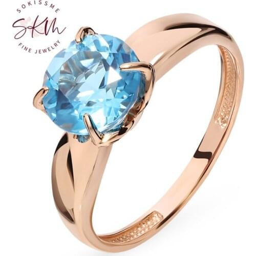 SKM Topaz rings for women Vintage simple rings 14k rose gold Engagement wedding rings designer Promise Luxury Fine Jewelry