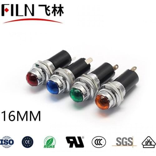 FILN 16mm Metal Ball head 12v 24v 220v 110v signal lights kitchen equipment led indicator lights without wire
