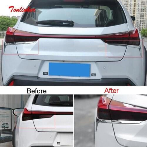 Tonlinker Exterior Rear Headlight Eyebrow Cover case Stickers for Lexus UX 2019 Car Styling 4 PCS ABS Chrome Cover stickers