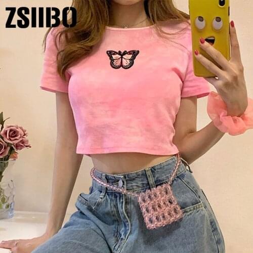 Woman tshirts Summer T shirt Short Sleeve Crop Tops tops for women ropa mujer Streetwear clothes vintage clothing tshirt shirt