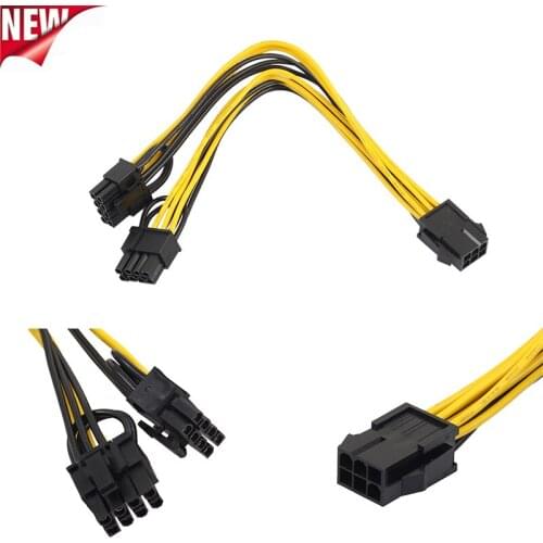 1PC PCI-E 6-pin To Dual 6+2-pin (6-pin/8-pin) Power Splitter Cable Graphics Card PCIE PCI Express 6Pin To Dual 8Pin Power Cable