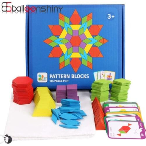 Balleenshiny 155pcs Creative Puzzle Educational Toys For Child Jigsaw Puzzle Learning Kids Developing Wooden Geometric Shape Toy