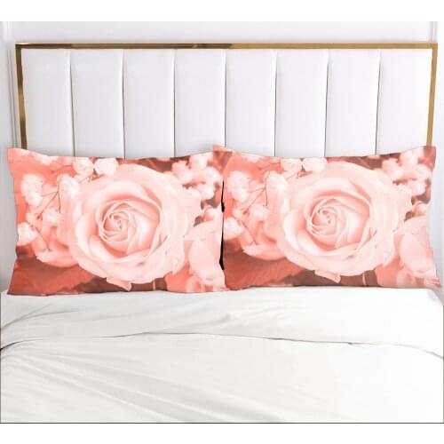 3D Pillow Case Pillowcase Custom 70x70 50x75 50x80cm Decorative Pillow Cover Bedding Pink Flowers Microfiber Home Textile