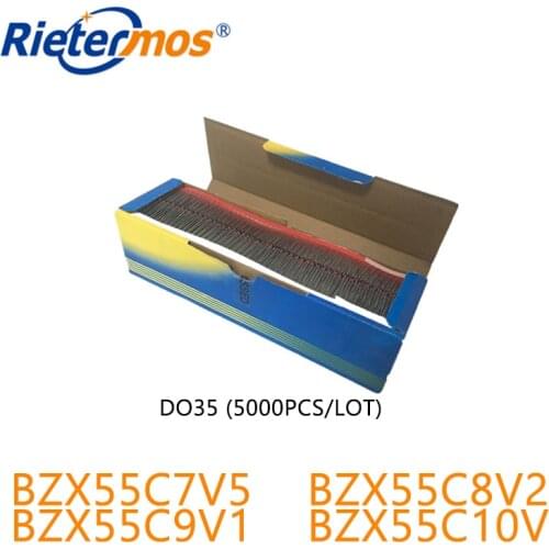 5000PCS BZX55C7V5 BZX55C8V2 BZX55C9V1 BZX55C10V BZX55C 7V5 8V2 9V1 10V DO35 DIP "