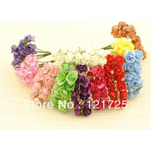Free Shipping Paper Flowers Mini artificial Flower Hand Made Small Wedding Bouquet Scrapbooking Decor