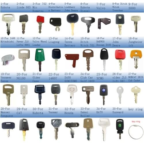 35 key Construction Heavy Equipment Key for TOWED Genie For Mitsubishi For Kubota,Linde For Komatsu,For JOHN DEERE,Liebherr,Gehl