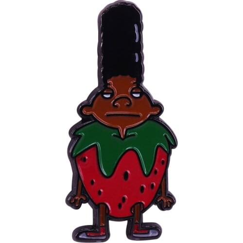 Hey Arnold Strawberry Enamel Pin and Brooch Retro Cartoon Collection Lapel Pin Fans Gifts