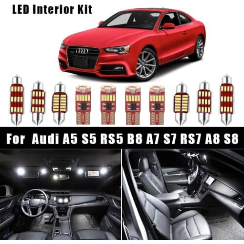 Canbus Error Free LED Bulbs Interior Map Dome Light Kit For Audi A5 S5 RS5 B8 8T A7 S7 RS7 4G A8 S8 D2 D3 4D Coupe Sportback