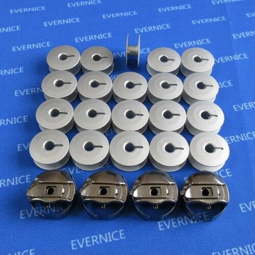 4 Large M Pigtail Embroidery Bobbin Cases+20 Bobbins for TAJIMA Barudan Melco SWF Amaya