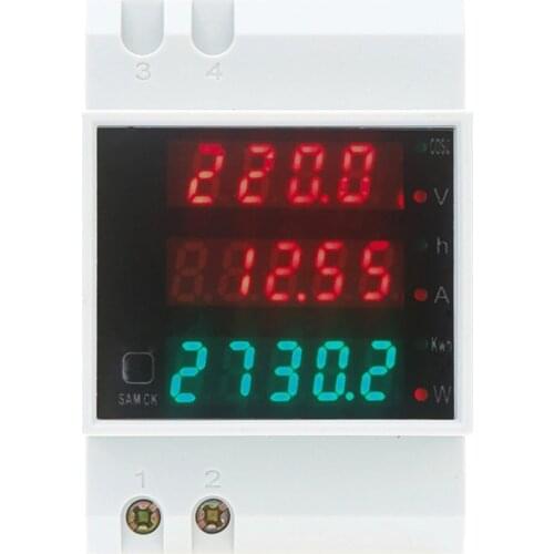 D52-2047 DIN-rail Multi-function Digital Meter AC 80-300V 0-100A Active Power Factor electric energy Ammeter Voltmeter