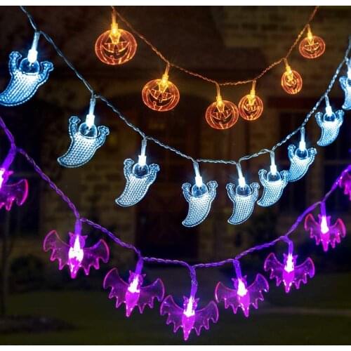3Pcs Halloween Decoration String Lights 1.5M Pumpkin Bat Ghost Fairy Lights Battery Operated Indoor Outdoor Home Party Decor