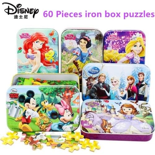 Disney Mickey Ice Snow Princess Wooden Jigsaw Puzzle 60 Pieces Learning Educational Toy for Children Gift