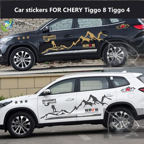 FOR CHERY Tiggo 8 car sticker pull flower Tiggo 4 off-road body mountain peak personality decoration car color strip sticker