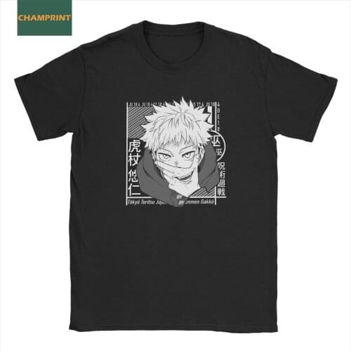 Men T-Shirt Jujutsu Kaisen Yuuji Itadori Yuji Awesome Cotton Tees Short Sleeve Anime T Shirt Crewneck Clothing Gift Idea