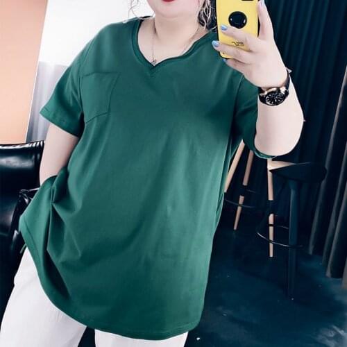Size 10XL 150KG Plus Size T Shirt For Women Summer Short Sleeve Casual T-shirt V Neck Large Tops for Femme Homewear Top