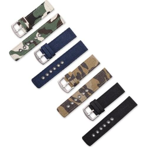 Camouflage Nylon Watch Straps 18mm 20mm 22mm 24mm Stainless Steel Watch Band Woman Men Belt Strap Watch Accessorie