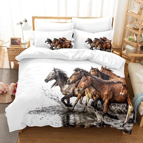 Brown Horse 3d Bedding Set Animal Duvet Cover Sets Comforter Bed Linen Twin Queen King Single Size Room Decor Kids Adult Gift