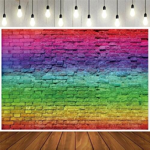 Colorful Brick Wall Photography Backdrop Rainbow Pride Month Graffiti Background Love Birthday Hip Hop Wedding Art Party Banner