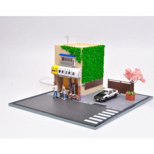 1:64 Scale Initial D Fujiwara Tofu Shop AE86 Movie Version Resin Scene Model Miniature Scene Layout Children Toys Free Shipping