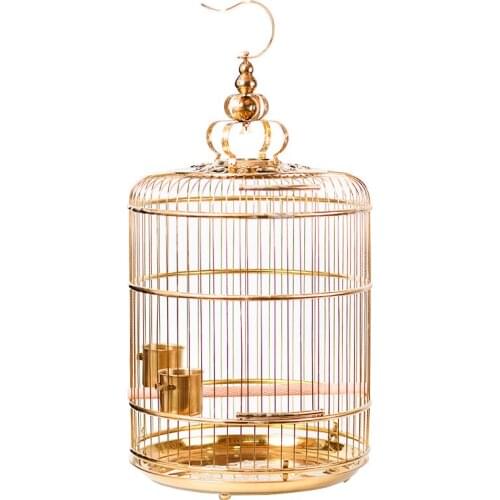 The local tyrannical tyrant gold with flowers high-end stainless steel birdcage myna birdcage round bath can be decorated