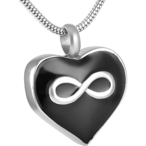 MJD8325 Crystal Infinite Love Heart Stainless Steel Golden Memorial Jewelry for Ashes Cremation Necklace