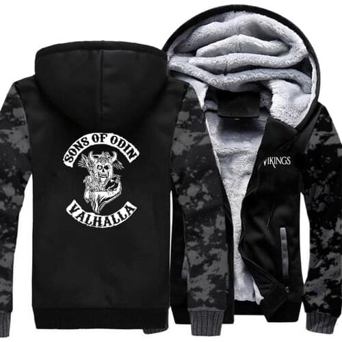 Men raglan hooded hoodie Sons of odin vikings printing trend plus velvet thick fashion sweatshirt 2020 fall winter homme clothes