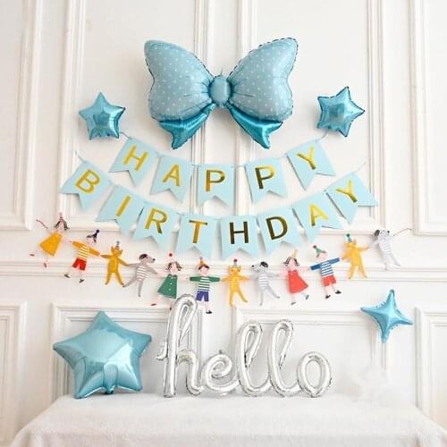 Pink blue Black Baby Shower Party Decor Set for baby baptism With Paper Banner 10'' latex balloons