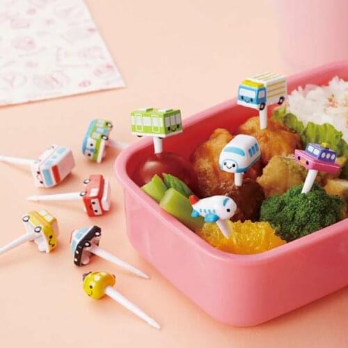 11PCS Mini Cars Fruit Dessert Fork Set Cartoon Children Snack Cake Dessert Pick For Kids Toothpick Bento Lunches Party Decor