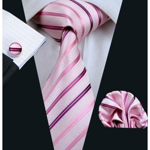 2016 Hot Wedding Tie Hanky Cufflinks Set Lvorie Pink Pattern Handmade Silk Ties for Mens Business Party Necktie LS-228