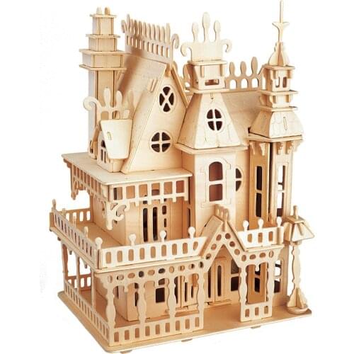 FEOOE 2021 New Childrens Puzzle Early Teaching Wooden Puzzle Villa 3D Model Puzzle Toys One By One Hair LAZ