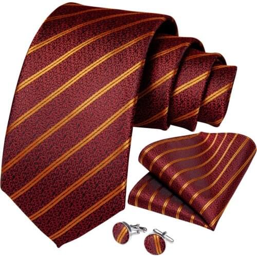 New Designer Wedding Men Tie Red Gold Striped Tie For Men Business Party Dropshipping DiBanGu Groom Tie Kravat SJT-7316